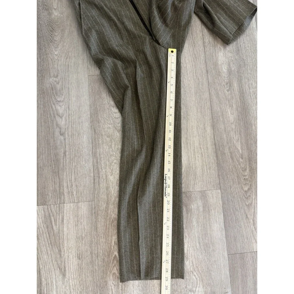 Vintage Norman Hilton 2 Piece Suit 38R 30x29 Olive Pin Stripe Wool Blazer 70s